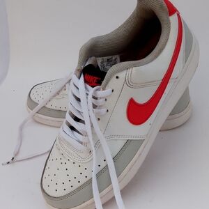 Size 8.5 - Nike Court Vision Low White University W Crimson Red Swoop Womens